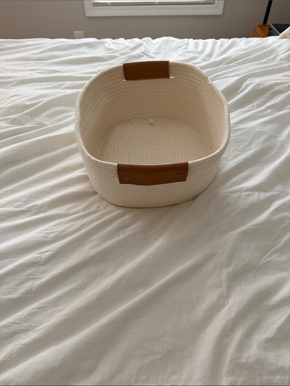 Woven Cotton Rope Storage Basket with Brown Accent - Home Accents